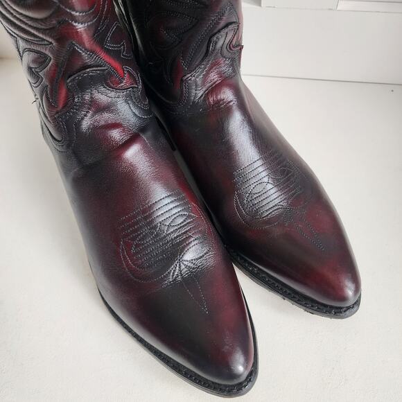 Abilene Men's 10.5 - 6461 12" Western Cowboy Boots Black Cherry Cowhide Polished - Picture 7 of 11